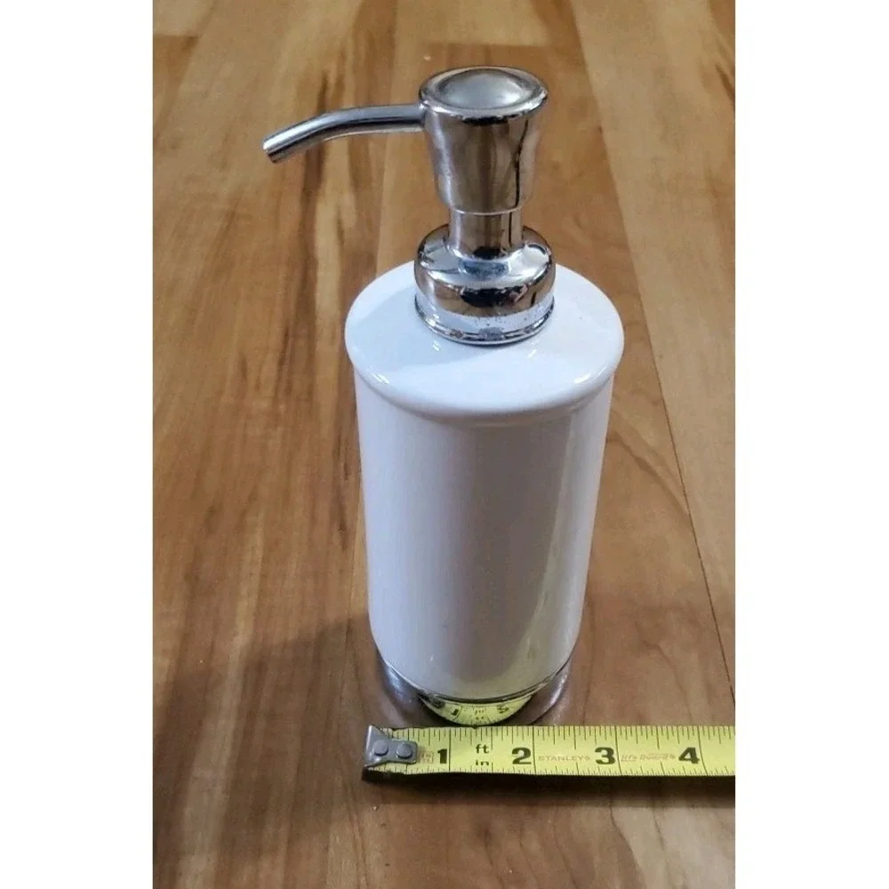 White Silver Ceramic Soap Lotion Dispenser